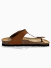 BACKSUN Leren teenslippers "Mezzo" lichtbruin