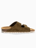 BACKSUN Leder-Pantoletten "Bali" in Khaki