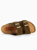 BACKSUN Skórzane klapki "Bali" w kolorze khaki