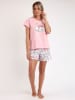 admas Pyjama in Rosa/ Weiß