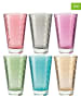 LEONARDO 6-delige set: glazen "Optic" meerkleurig - 200 ml