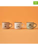 BELLA MAISON 3er-Set: Kaffeetassen in Hellbraun/ Creme/ Grün - 100 ml