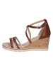 Caprice Leren sleehaksandalen bruin/zilverkleurig