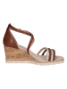 Caprice Leren sleehaksandalen bruin/zilverkleurig