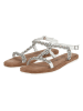 Lazamani Leren sandalen zilverkleurig/wit