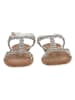 Lazamani Leren sandalen zilverkleurig/wit