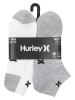Hurley 6er-Set: Sportsocken in Weiß/ Grau/ Schwarz