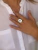 Taboo Verzilverde omkeerbare ring met edelstenen