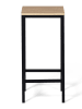 IDOMYA Factory 4er-Set: Barhocker  "Memphis" in Hellbraun/ Schwarz - (B)32 x (H)67 x (T)32 cm