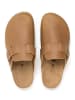 billowy Leder-Clogs in Hellbraun
