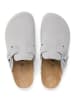 billowy Leder-Clogs in Hellgraun