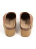 billowy Leder-Clogs in Hellbraun