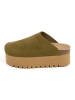 billowy Leder-Clogs in Khaki