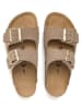 billowy Leder-Pantoletten in Beige