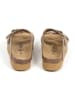 billowy Leder-Pantoletten in Beige