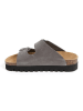 billowy Leder-Pantoletten in Grau