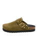 billowy Leder-Clogs in Khaki