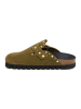 billowy Leder-Clogs in Khaki