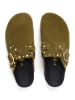 billowy Leder-Clogs in Khaki