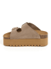 billowy Leren slippers lichtbruin