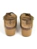 billowy Leder-Pantoletten in Khaki
