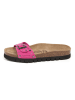 billowy Leder-Pantoletten in Fuschia
