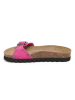 billowy Leder-Pantoletten in Fuschia