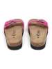 billowy Leder-Pantoletten in Fuschia