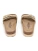 billowy Leder-Pantoletten in Beige