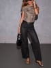 Milan Kiss Top in Braun/ Creme/ Schwarz