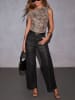 Milan Kiss Top in Braun/ Creme/ Schwarz