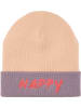 Lässig Woll-Beanie in Beige/ Lila