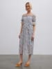 BGN Plisseekleid crème/donkerblauw