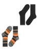 ESPRIT 2er-Set: Socken ''Retro Stripe'' in Schwarz/ Orange