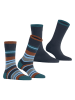 ESPRIT 2er-Set: Socken ''Retro Stripe'' in Dunkelblau/ Hellblau/ Braun