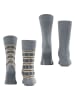 ESPRIT 2er-Set: Socken ''Scandi'' in Grau/ Schwarz/ Beige