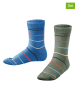 ESPRIT 2-delige set: sokken "Colorful Stripes" kaki/blauw