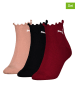 Puma 3er-Set: Socken in Bordeaux/ Schwarz/ Beige