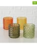 Boltze 4er-Set: Windlichter ''Structa'' in Bunt - (H)9 cm