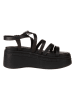 Tommy Hilfiger Leder-Keilsandaletten in Schwarz