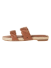 Tommy Hilfiger Leren slippers lichtbruin