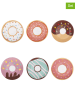 Villa d´Este 6er-Set: Dessertteller "Donuts" in Rosa/ Braun/ Hellblau - Ø 19,2 cm