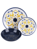 Villa d´Este 18-delig tafelservies "Sicilia" donkerblauw/geel
