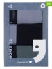 Happy Shorts 3-delige set: boxershorts zwart/kaki/grijs