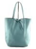 Marlon Leder-Shopper in Hellblau - (B)37 x (H)40 x (T)12 cm