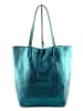 Marlon Leder-Shopper in Türkis - (B)37 x (H)40 x (T)12 cm