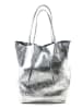 Marlon Leren shopper zilverkleurig - (B)37 x (H)40 x (D)12 cm