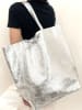 Marlon Leren shopper zilverkleurig - (B)37 x (H)40 x (D)12 cm