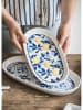 Hermia 2er-Set: Servierplatten in Blau/ Gelb - (L)26 cm