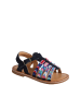 vertbaudet Leder-Sandalen in Schwarz/ Bunt
